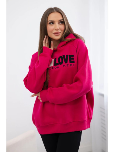 Cotton insulated hoodie in fuchsia