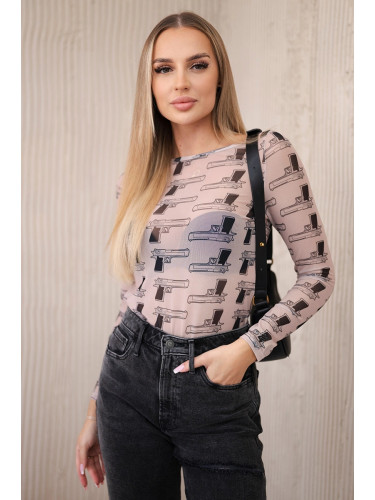 Body blouse with pistols beige