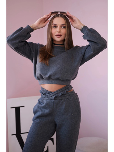 Insulated set with short sweatshirt made of graphite