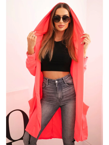 Oversize pink neon cape with hood