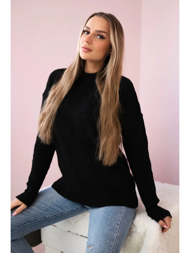 Pullover sweater with fashionable black weave