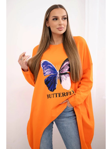 Blouse with oversize orange print