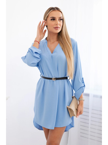 Kesi Włoski Dress with longer back and belt blue
