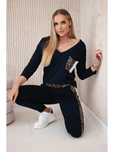 Set with a panther motif navy blue