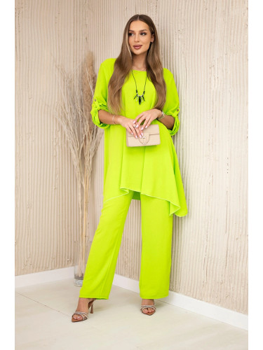 Kesi Włoski Set of blouse + pants with pendant neon green