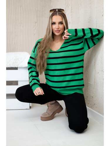 Sweater set Striped sweatshirt + Trousers green