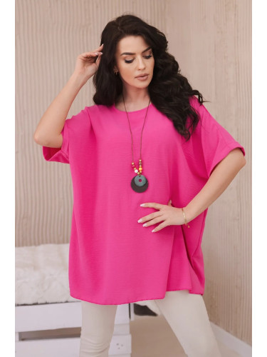 Oversized blouse with a pendant in pink color