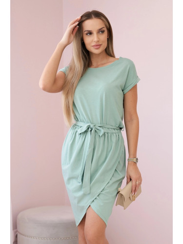 Tied dress with envelope dark mint