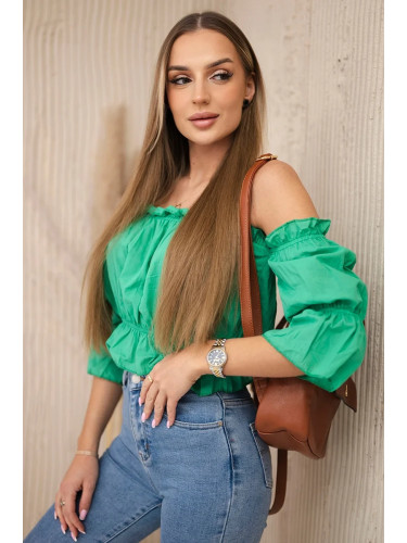 Blouse over the shoulder dark green