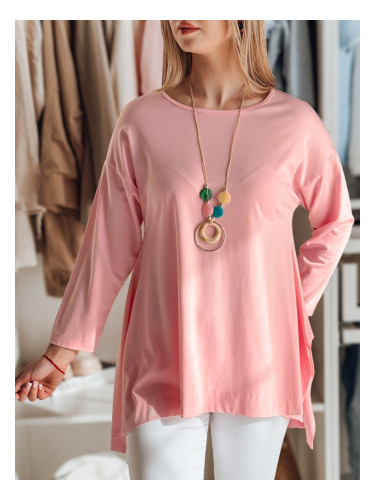 Розова овърсайз блуза с лента