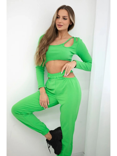 Complete with green neon blouse top