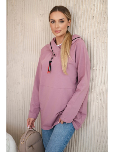 Tunic with zipper on hood Oversize dark pink