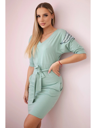 Dress with wings on the shoulders dark mint