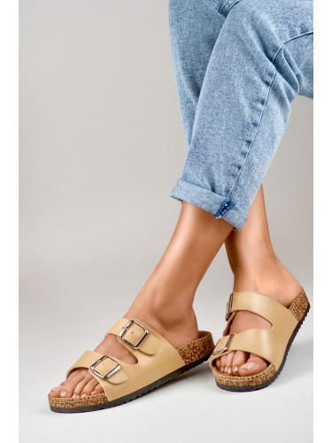 primohurt Beżowe komfortowe klapki damskie