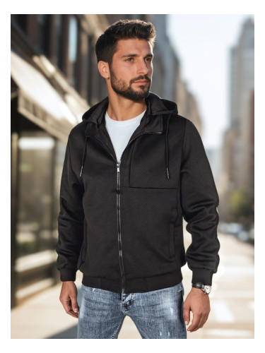 Мъжко преходно яке с качулка, черно