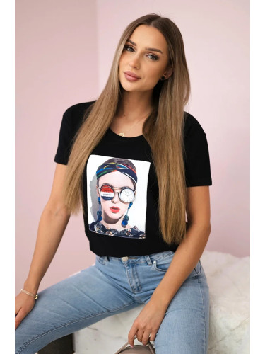 Women's graphic blouse black