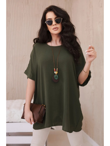 Kesi Włoski Oversized blouse with pendant khaki