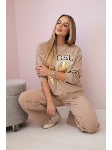Kesi Włoski Cotton set Angel sweatshirt + pants camel