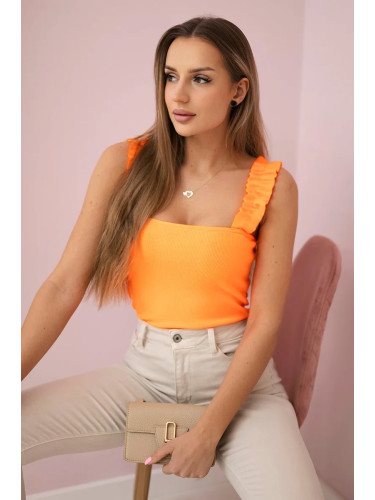 Ruffle blouse with straps orange neon