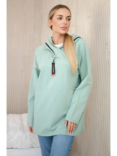 Tunic with zipper on hood Oversize dark mint