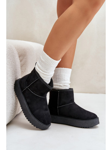 Women's platform snow boots made of eco suede black Atteria