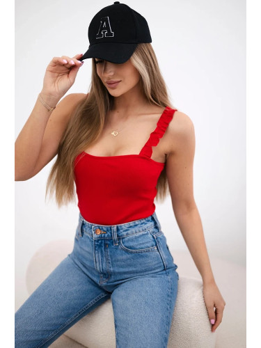 Nude blouse with straps red