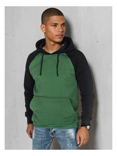 Мъжки зелен суичър с качулка