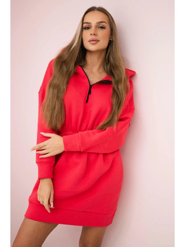 Insulated dress with hood raspberry