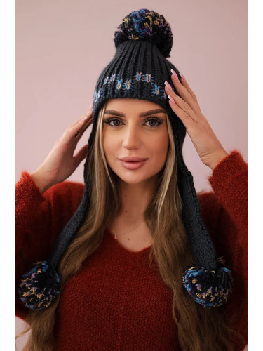 Women's cap with long ears Nadia K321 graphite