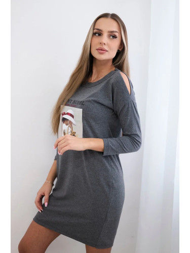 Dress with graphite print basket