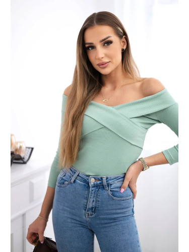 V-neck blouse dark mint