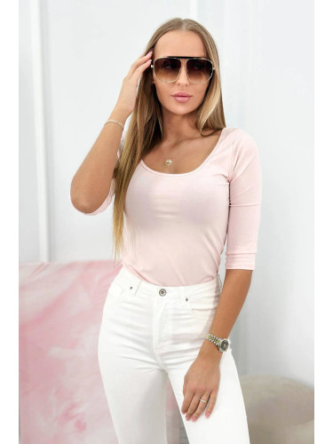 Blouse with round neckline powder pink