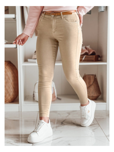 Дамски бежови дънки CLARET с колан