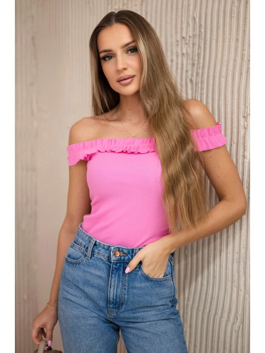 Blouse with ruffles in light pink color