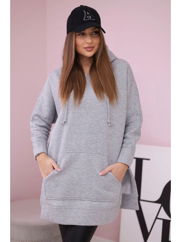 Insulated sweatshirt with slits on the sides in gray color