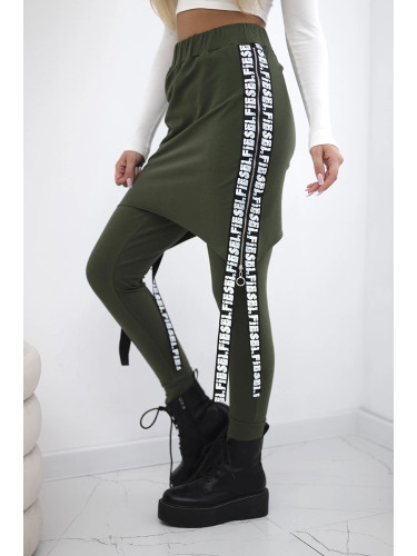 Pants/suit with khaki selfie inscription