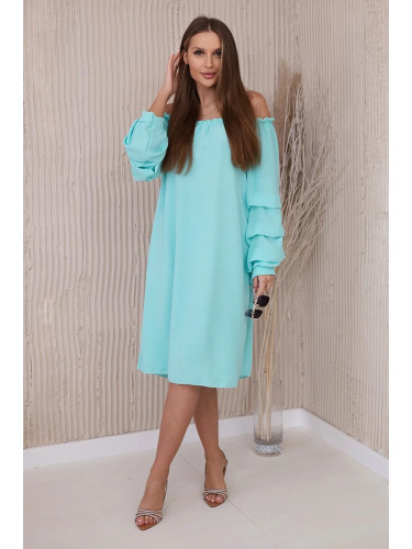 Spanish dress with decorative mint sleeves