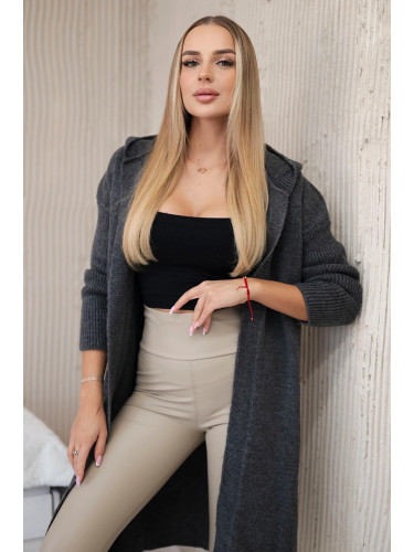 Cardigan sweater with a hood made of graphite