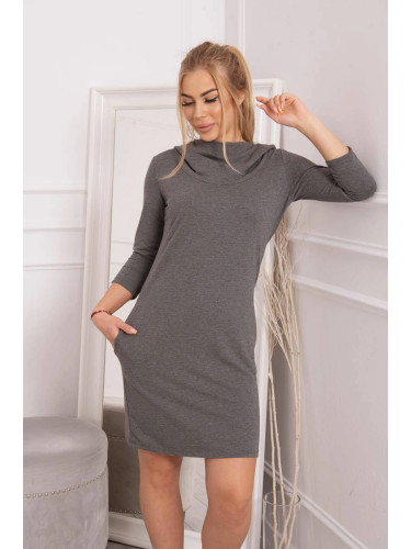 Dress with hood and pockets made of graphite melange