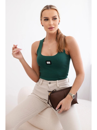 Striped blouse with green sheet metal