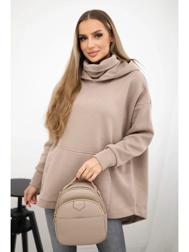 Insulated sweatshirt with a zipper at the back dark beige
