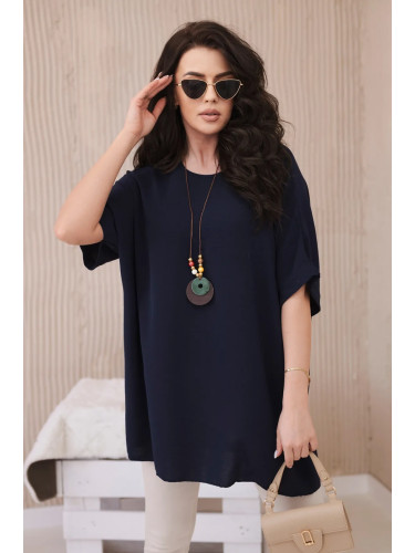 Kesi Włoski Oversized blouse with pendant navy blue