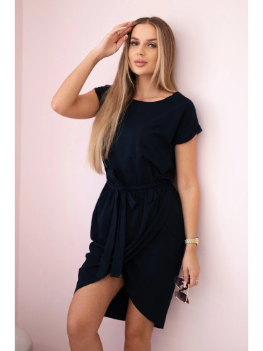 Tied dress with a clutch bottom navy blue