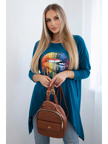 Oversize blouse with a rainbow print marine