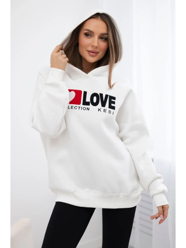 Cotton insulated sweatshirt with ecru hood