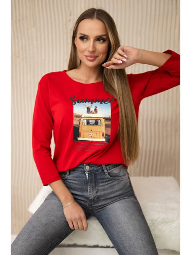 Blouse with Summer car print red