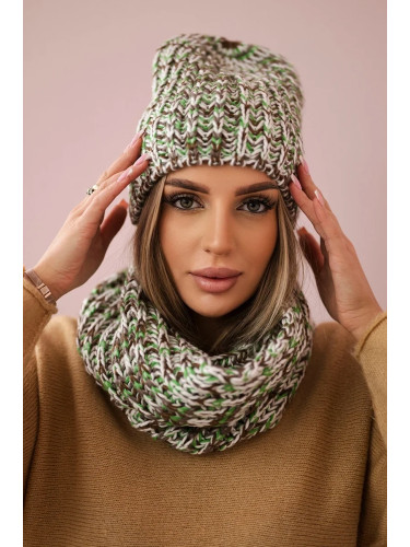 Women's set with fleece Merry K202 green + brown