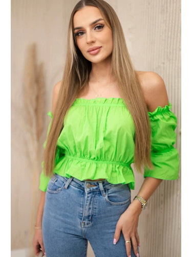 Blouse over the shoulder light green