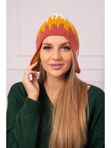 Kesi Women's cap Nikol K405 white+mustard+red