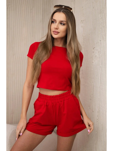 Cotton set with red shorts